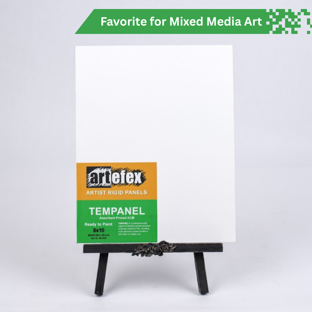 Artefex Tempa panel, a smooth, sturdy surface designed for tempera, gouache, and acrylic painting applications.