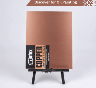 Artefex Copper panel, a premium, smooth surface ideal for mixed media, encaustic, and metal art applications.