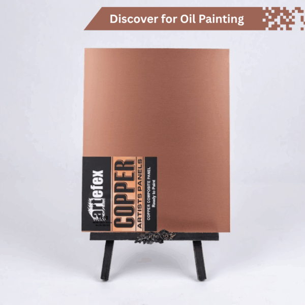 Artefex Copper panel, a premium, smooth surface ideal for mixed media, encaustic, and metal art applications.